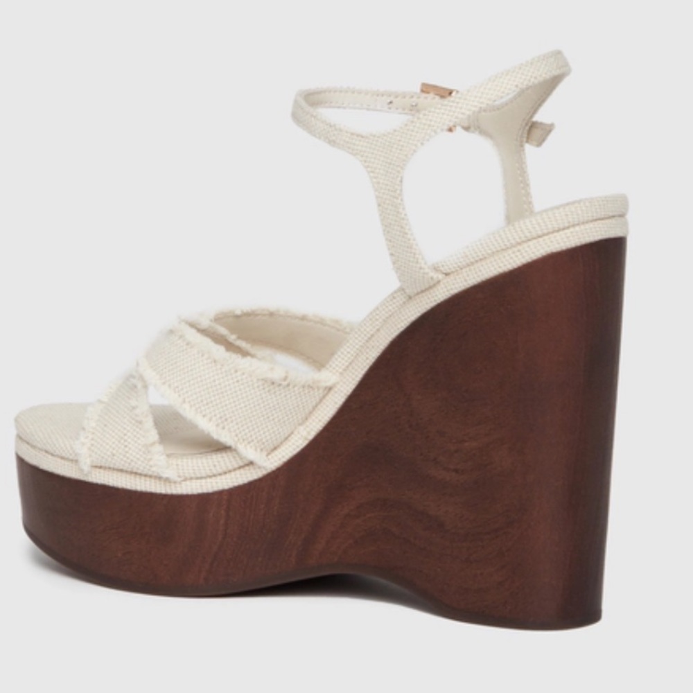 PAIGE Harlow Wedge Elegant Cream Sandals Natural Canvas Women Size 8 NWOB - Picture 9 of 9